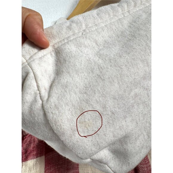 American Eagle hooded plaid crop relaxed button top red preppy sz M - Picture 7 of 7